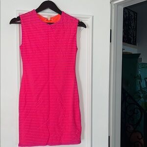 Silence + Noise Vibrant Pink Striped Mini Dress
